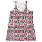 Pink Rose Zigzag Pattern Print Women's Racerback Tank Top