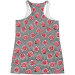 Pink Rose Zigzag Pattern Print Women's Racerback Tank Top