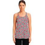 Pink Rose Zigzag Pattern Print Women's Racerback Tank Top