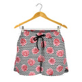 Pink Rose Zigzag Pattern Print Women's Shorts