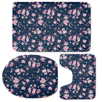 Pink Sakura Cherry Blossom Pattern Print 3 Piece Bath Mat Set