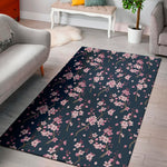Pink Sakura Cherry Blossom Pattern Print Area Rug