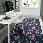 Pink Sakura Cherry Blossom Pattern Print Area Rug