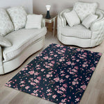 Pink Sakura Cherry Blossom Pattern Print Area Rug