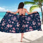 Pink Sakura Cherry Blossom Pattern Print Beach Sarong Wrap