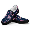 Pink Sakura Cherry Blossom Pattern Print Black Slip On Sneakers