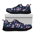 Pink Sakura Cherry Blossom Pattern Print Black Running Shoes