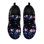 Pink Sakura Cherry Blossom Pattern Print Black Sneakers