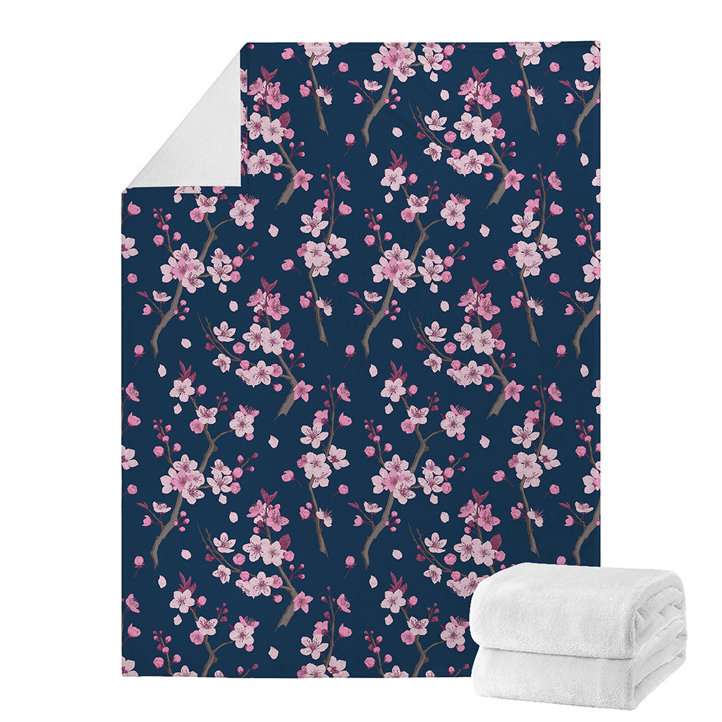 Pink Sakura Cherry Blossom Pattern Print Blanket