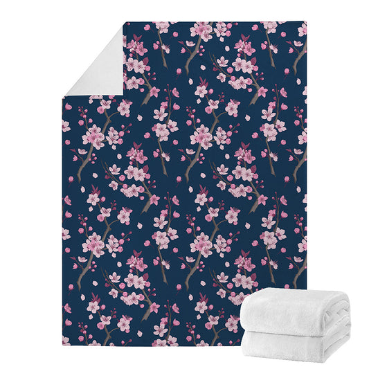 Pink Sakura Cherry Blossom Pattern Print Blanket