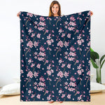 Pink Sakura Cherry Blossom Pattern Print Blanket