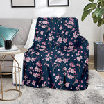 Pink Sakura Cherry Blossom Pattern Print Blanket