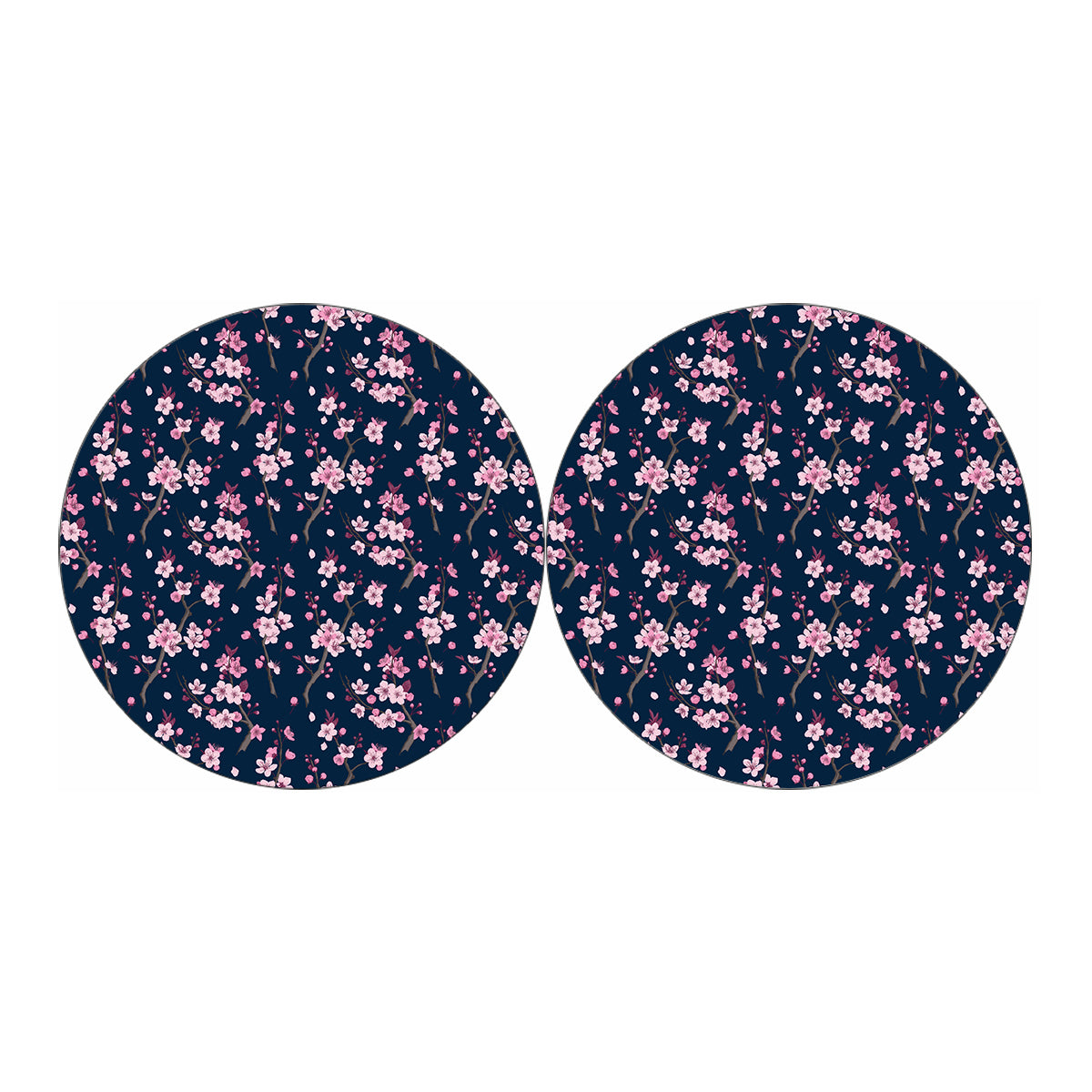 Pink Sakura Cherry Blossom Pattern Print Car Coasters