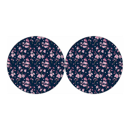 Pink Sakura Cherry Blossom Pattern Print Car Coasters