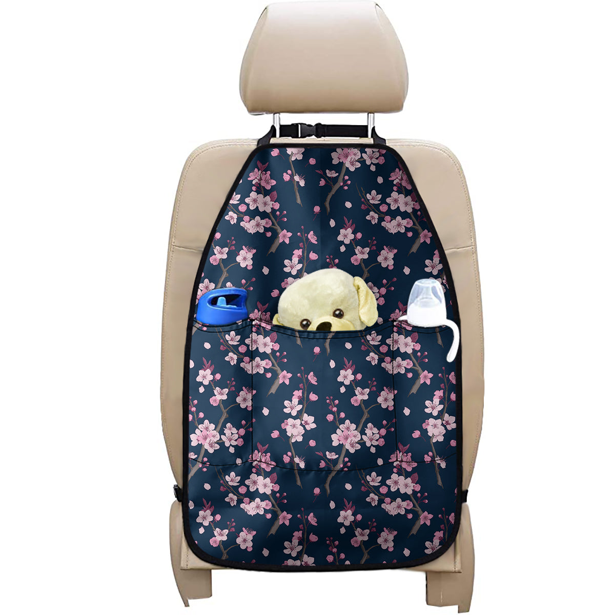 Pink Sakura Cherry Blossom Pattern Print Car Seat Organizers