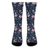 Pink Sakura Cherry Blossom Pattern Print Crew Socks