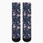 Pink Sakura Cherry Blossom Pattern Print Crew Socks