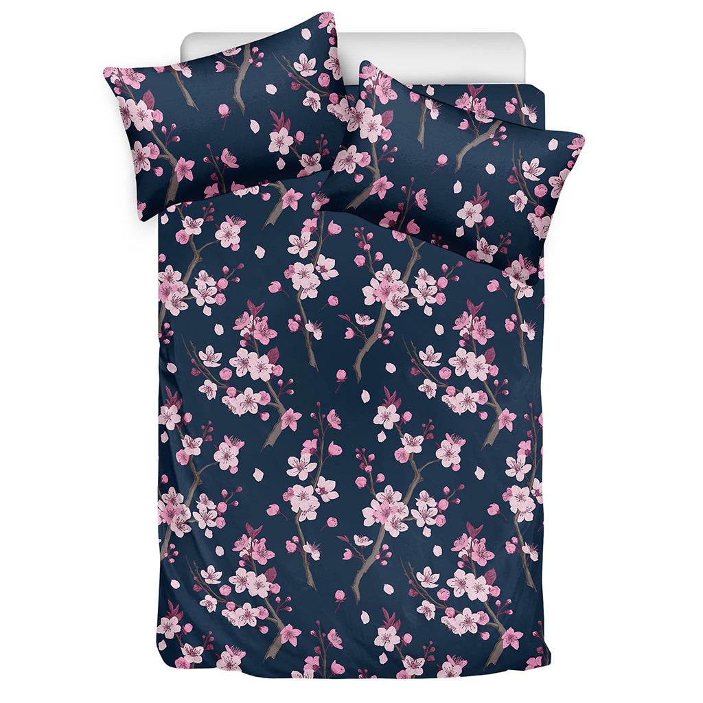 Pink Sakura Cherry Blossom Pattern Print Duvet Cover Bedding Set