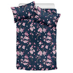 Pink Sakura Cherry Blossom Pattern Print Duvet Cover Bedding Set