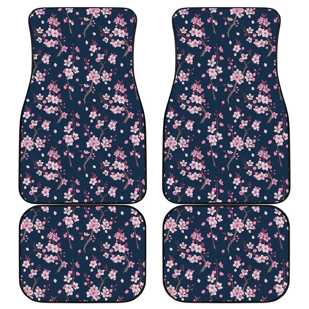 Pink Sakura Cherry Blossom Pattern Print Front and Back Car Floor Mats