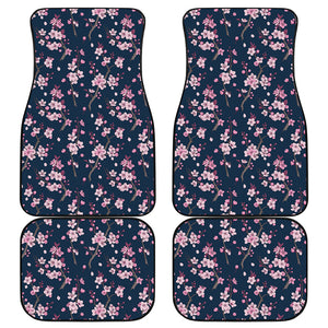 Pink Sakura Cherry Blossom Pattern Print Front and Back Car Floor Mats