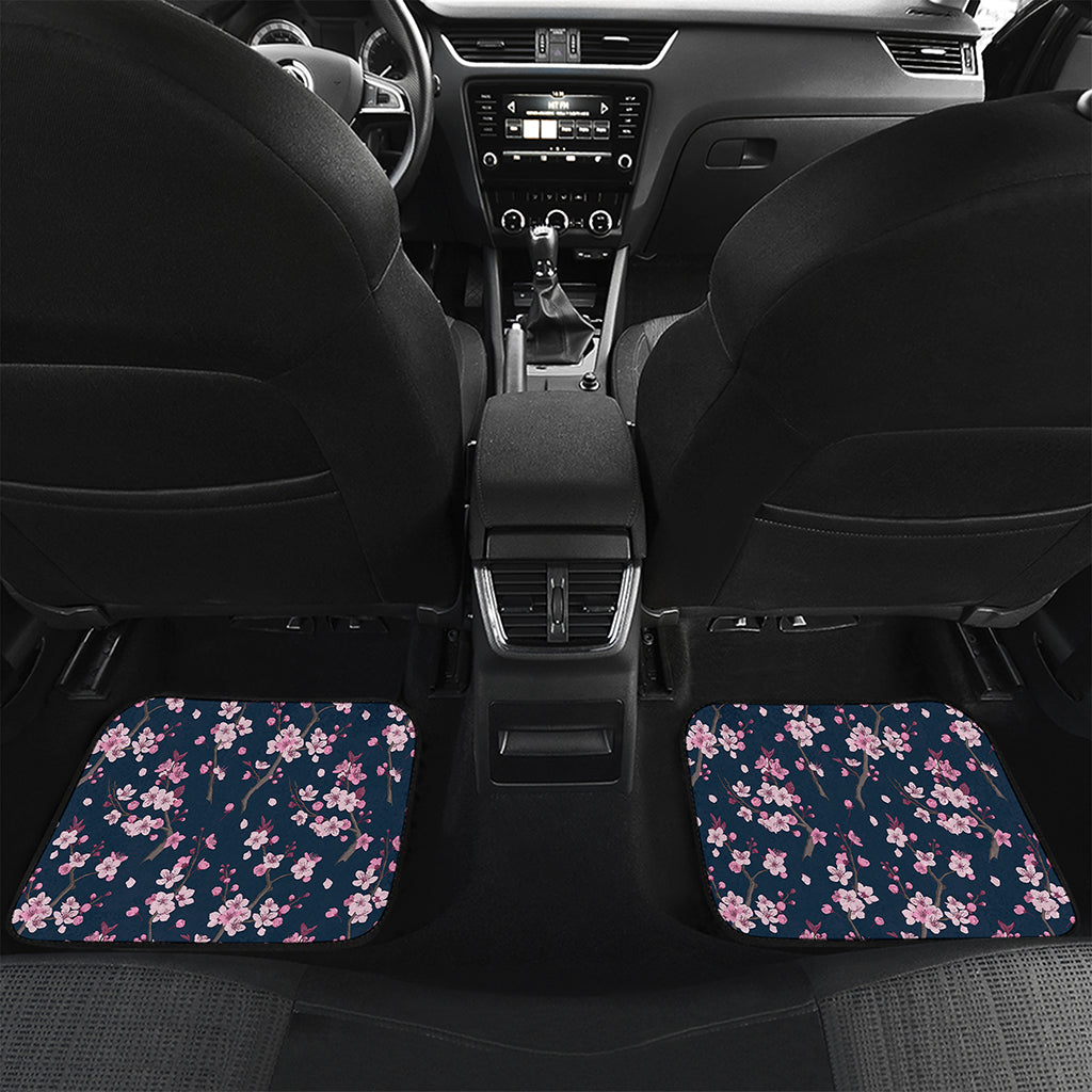 Pink Sakura Cherry Blossom Pattern Print Front and Back Car Floor Mats