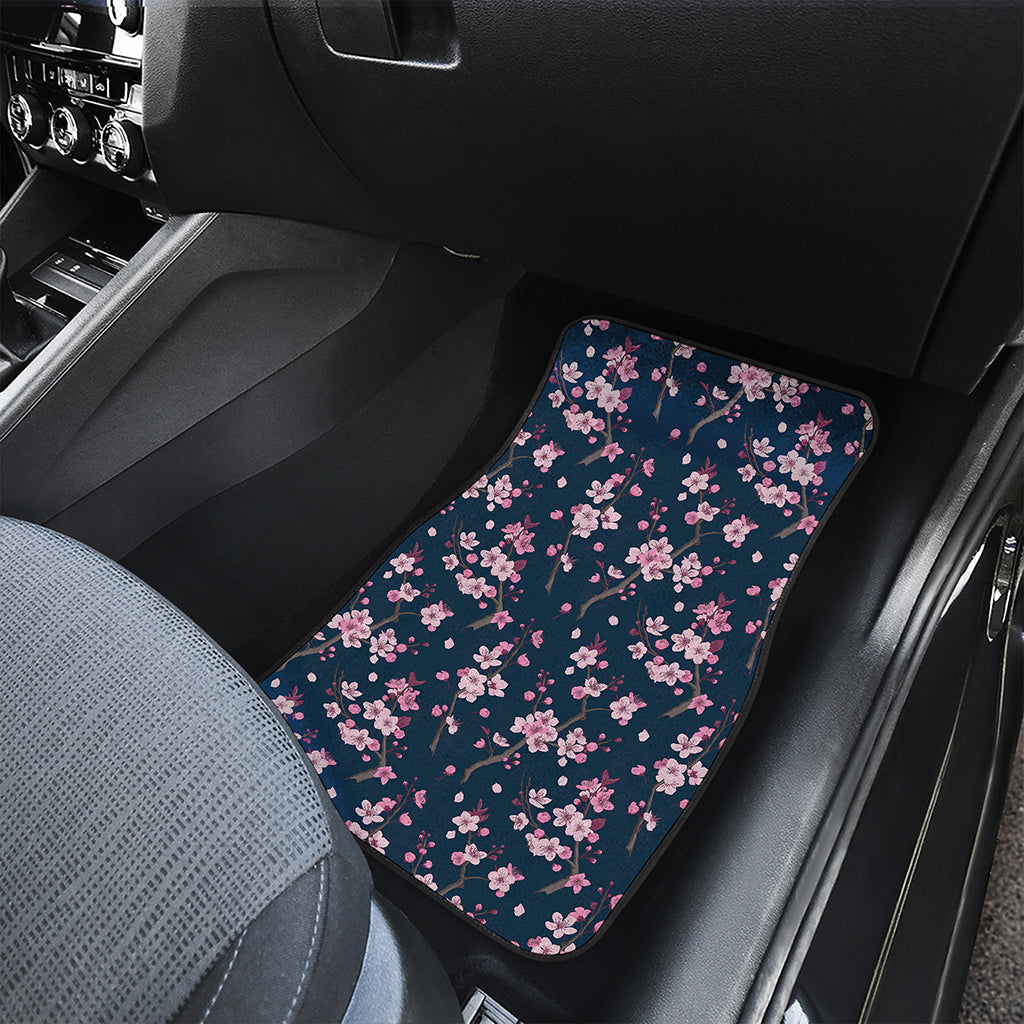 Pink Sakura Cherry Blossom Pattern Print Front and Back Car Floor Mats