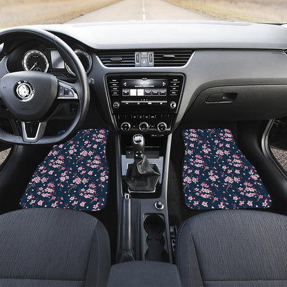 Pink Sakura Cherry Blossom Pattern Print Front Car Floor Mats