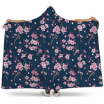 Pink Sakura Cherry Blossom Pattern Print Hooded Blanket