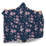 Pink Sakura Cherry Blossom Pattern Print Hooded Blanket