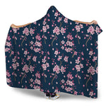 Pink Sakura Cherry Blossom Pattern Print Hooded Blanket