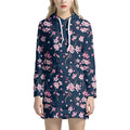 Pink Sakura Cherry Blossom Pattern Print Pullover Hoodie Dress