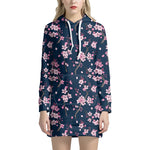 Pink Sakura Cherry Blossom Pattern Print Hoodie Dress