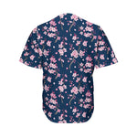 Pink Sakura Cherry Blossom Pattern Print Men's Baseball Jersey