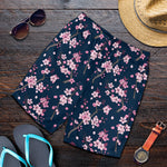 Pink Sakura Cherry Blossom Pattern Print Men's Shorts