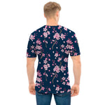 Pink Sakura Cherry Blossom Pattern Print Men's T-Shirt