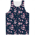 Pink Sakura Cherry Blossom Pattern Print Men's Tank Top