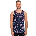 Pink Sakura Cherry Blossom Pattern Print Men's Tank Top
