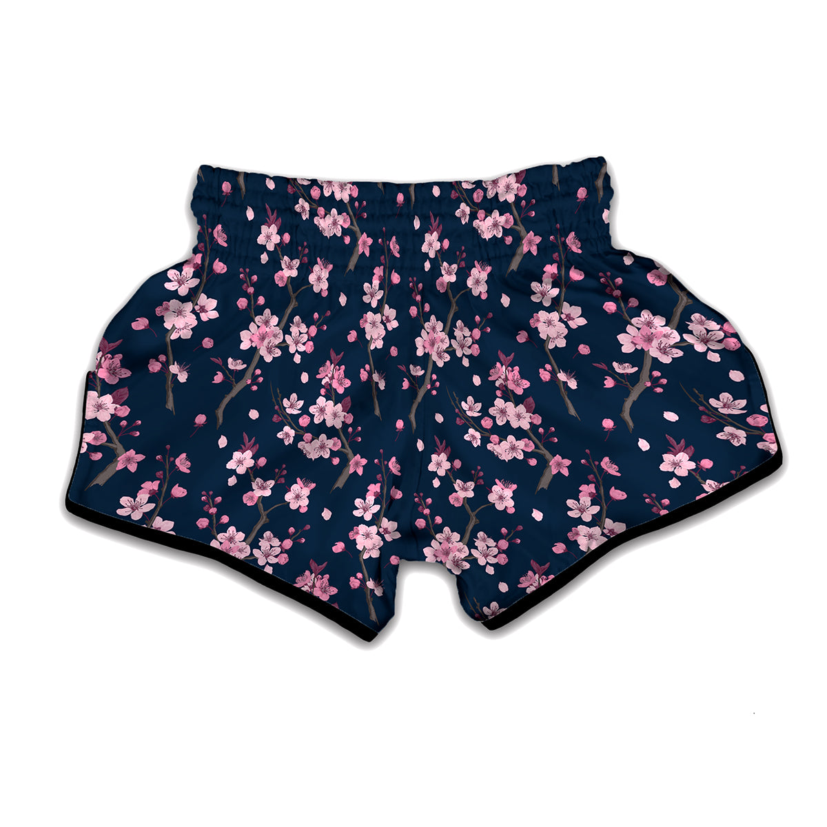 Pink Sakura Cherry Blossom Pattern Print Muay Thai Boxing Shorts