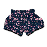 Pink Sakura Cherry Blossom Pattern Print Muay Thai Boxing Shorts