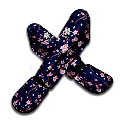 Pink Sakura Cherry Blossom Pattern Print Muay Thai Shin Guard
