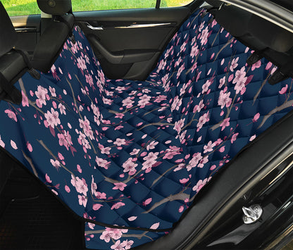 Pink Sakura Cherry Blossom Pattern Print Pet Car Back Seat Cover