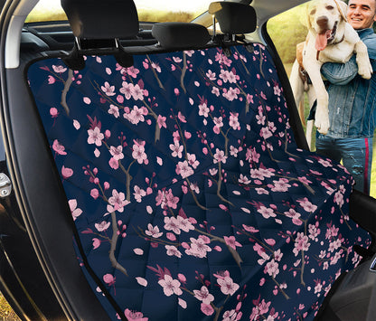 Pink Sakura Cherry Blossom Pattern Print Pet Car Back Seat Cover