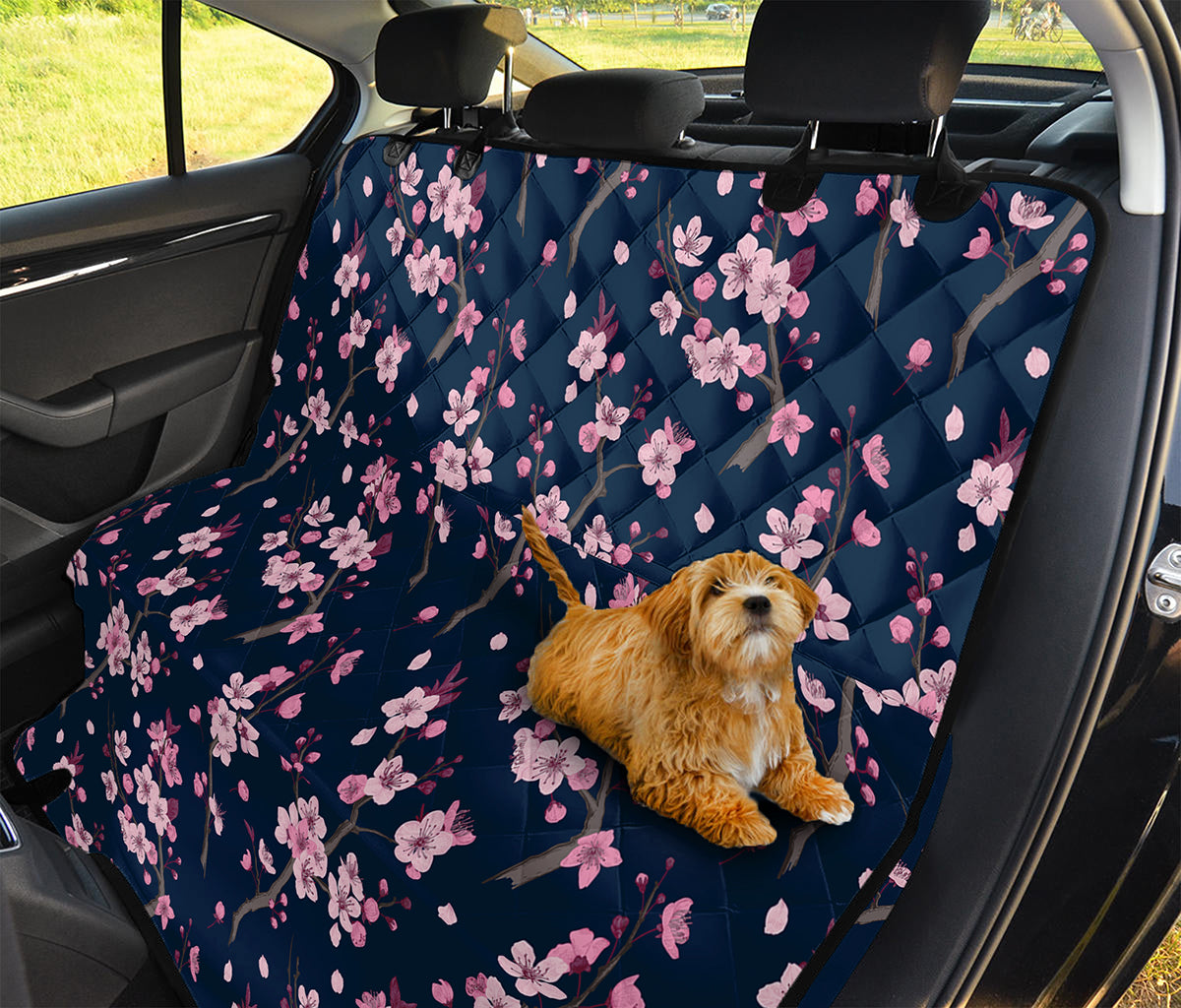 Pink Sakura Cherry Blossom Pattern Print Pet Car Back Seat Cover