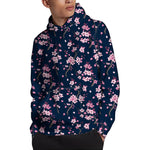 Pink Sakura Cherry Blossom Pattern Print Pullover Hoodie