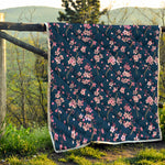 Pink Sakura Cherry Blossom Pattern Print Quilt