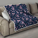Pink Sakura Cherry Blossom Pattern Print Quilt