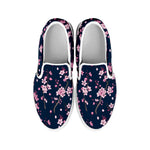 Pink Sakura Cherry Blossom Pattern Print White Slip On Shoes