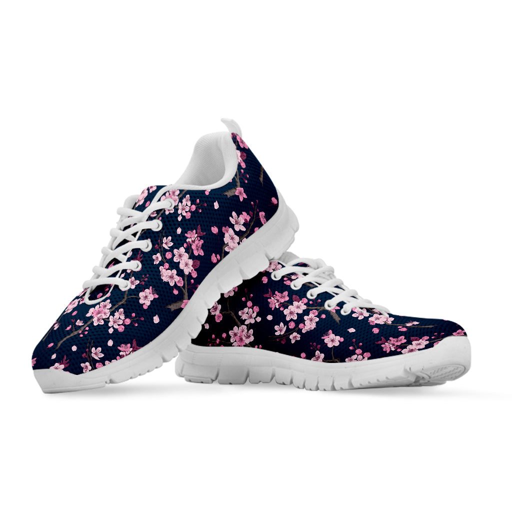 Pink Sakura Cherry Blossom Pattern Print White Sneakers