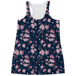 Pink Sakura Cherry Blossom Pattern Print Women's Racerback Tank Top